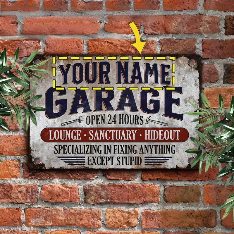 Workshop Tools And Names - Customizable Your Name Garage Vintage Metal