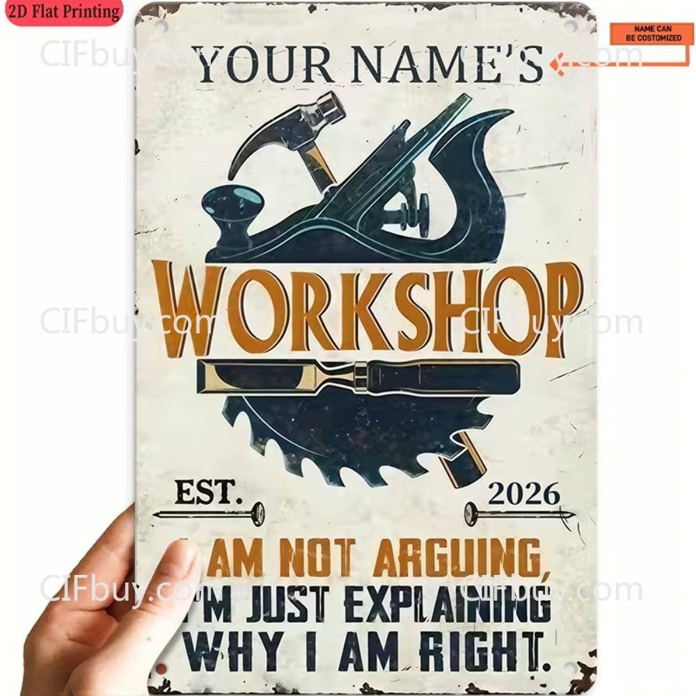 Workshop Tools And Names - Custom Name Workshop Metal Sign 1pc