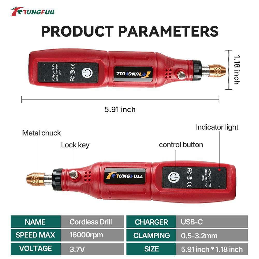 TUNGFULL 3.7V Cordless Rotary  - огляд і ціна Power Tools For Workshop