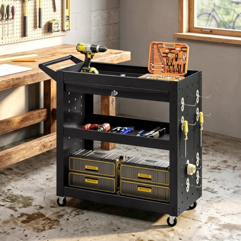 Tool cart with lockable wheels - огляд і ціна Tools List For Workshop