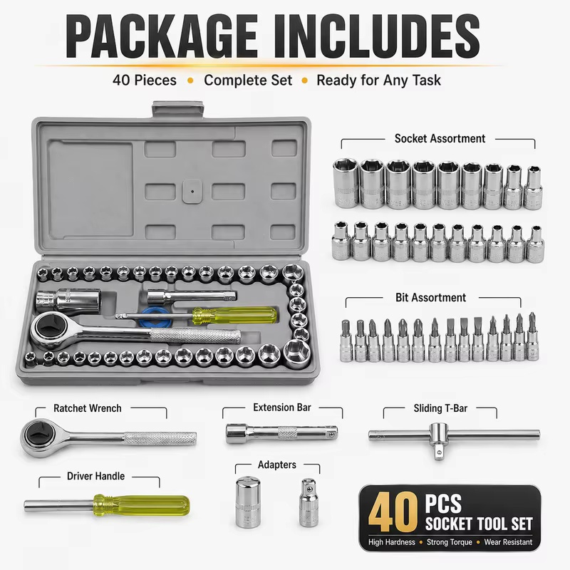 40-Piece Combination Socket Se - огляд і ціна Tools For Motorcycle Workshop